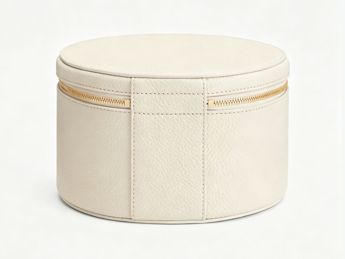 Custom Round Leather Jewelry Storage Case
