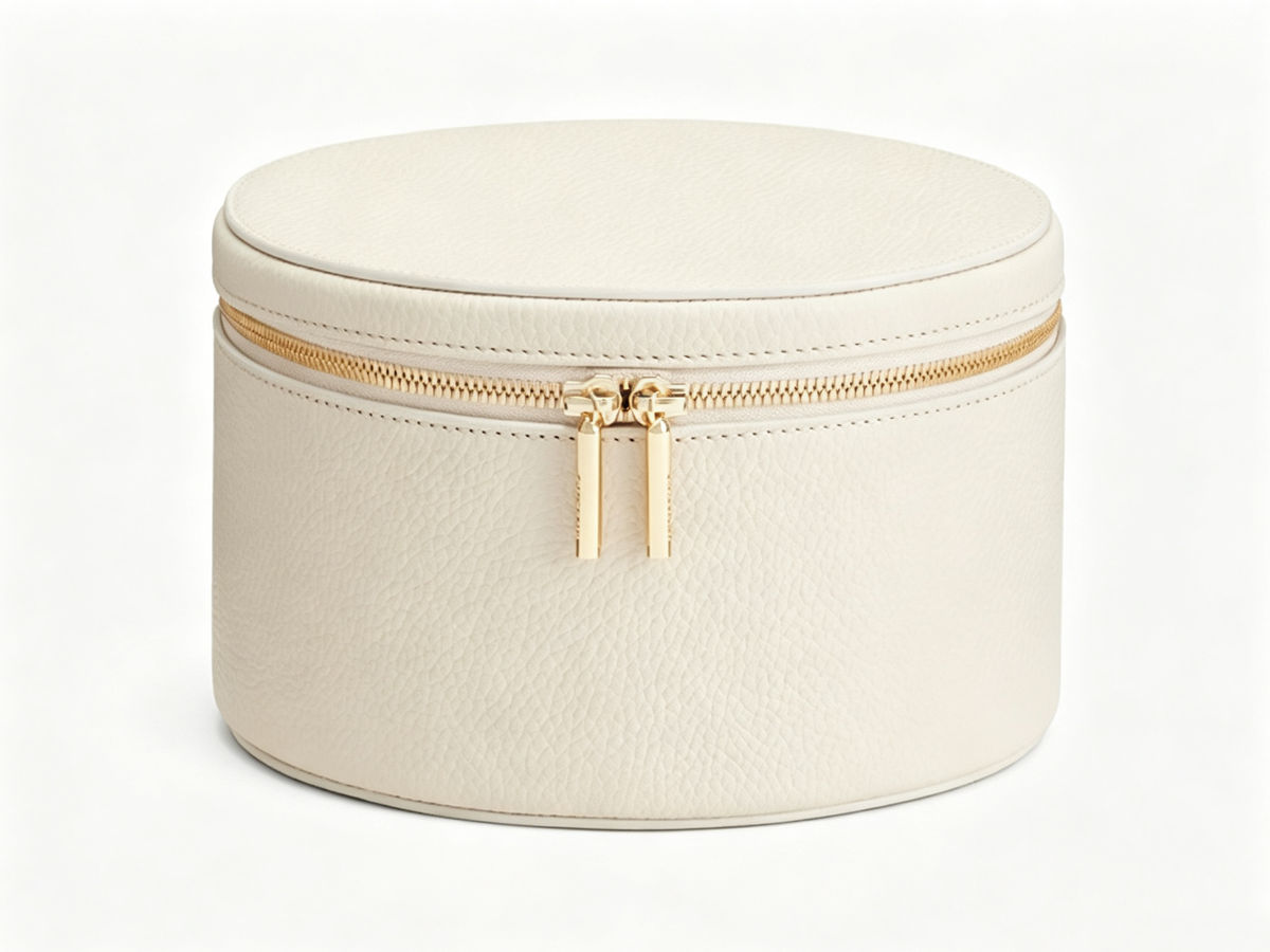 Custom Round Leather Jewelry Storage Case
