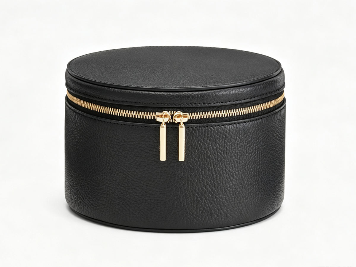 Custom Round Leather Jewelry Storage Case