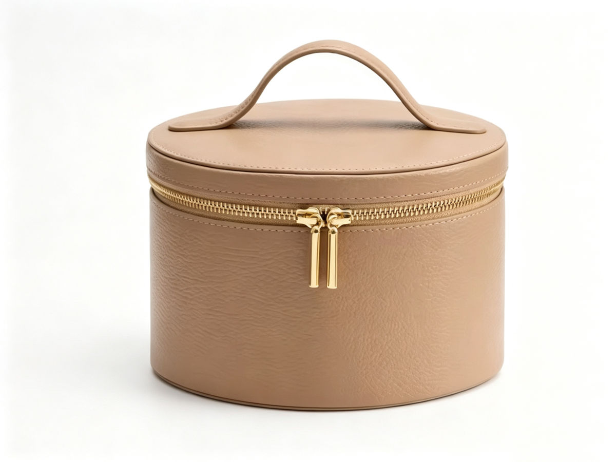 Custom Round Leather Jewelry Storage Case