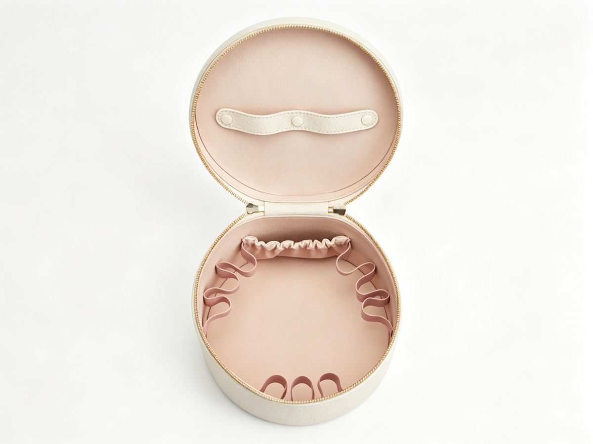 Custom Round Leather Jewelry Storage Case