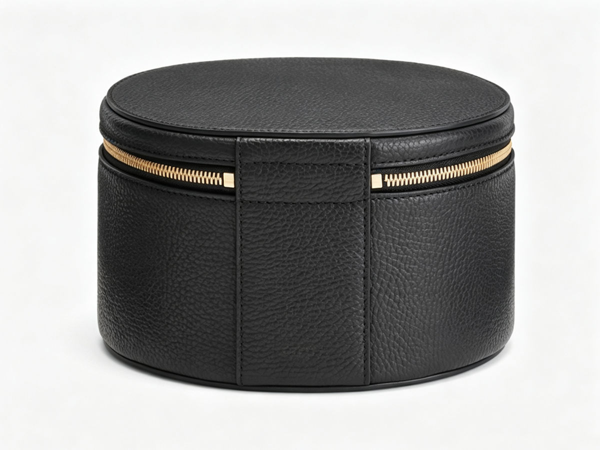 Custom Round Leather Jewelry Storage Case