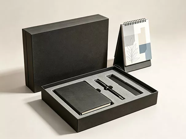 Custom premium hardcover notebook gift set for corporate branding, diverse material custom stationery MEBENNA