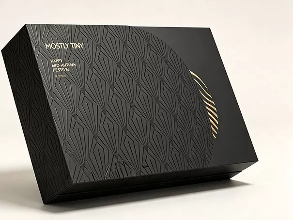 Custom textured rigid gift box with gold foil branding, luxury corporate gift packaging MEBENNA