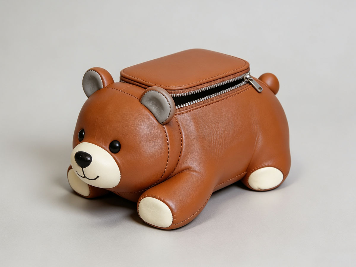 Custom Bear‑Shaped PU Leather Storage Pouch