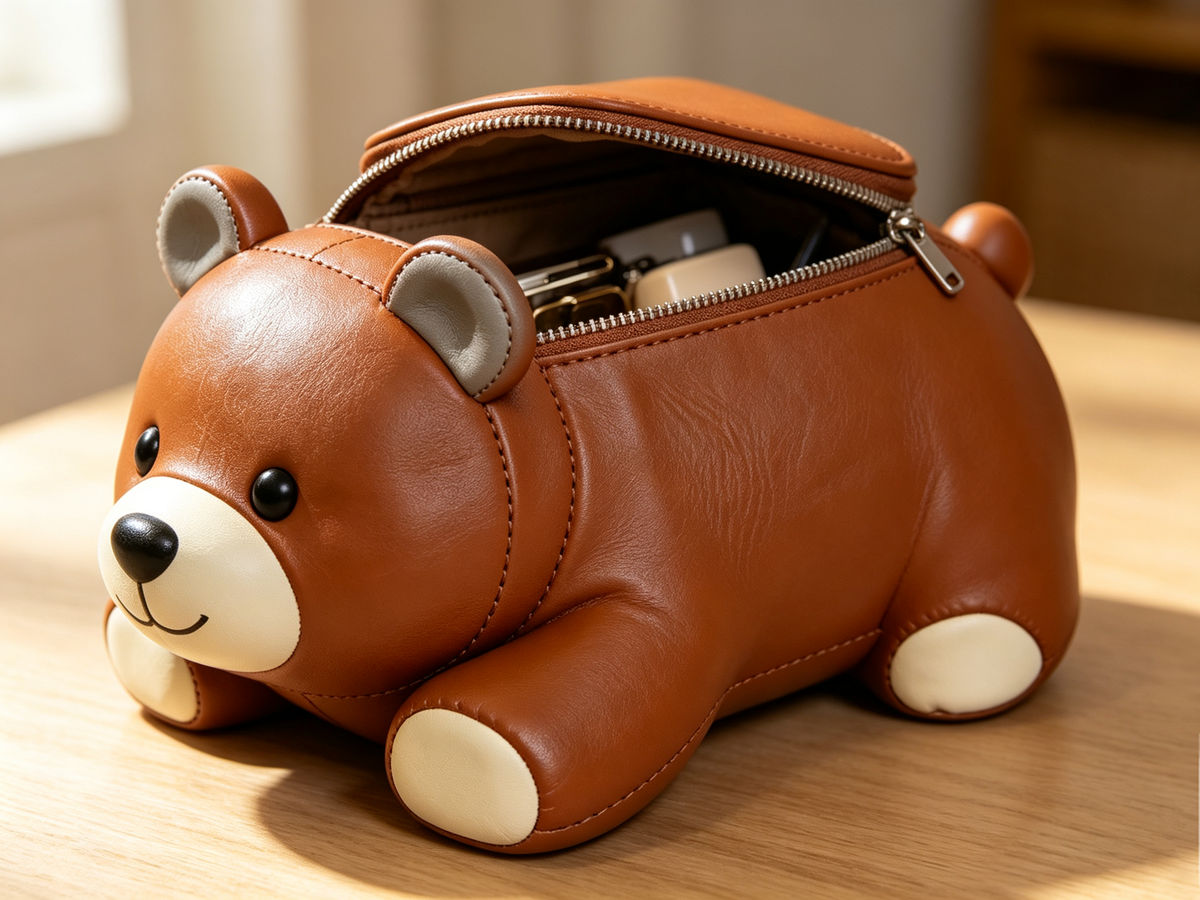 Custom Bear‑Shaped PU Leather Storage Pouch