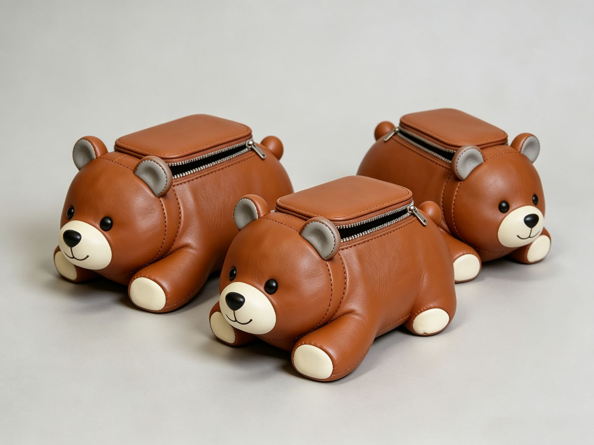 Custom Bear‑Shaped PU Leather Storage Pouch