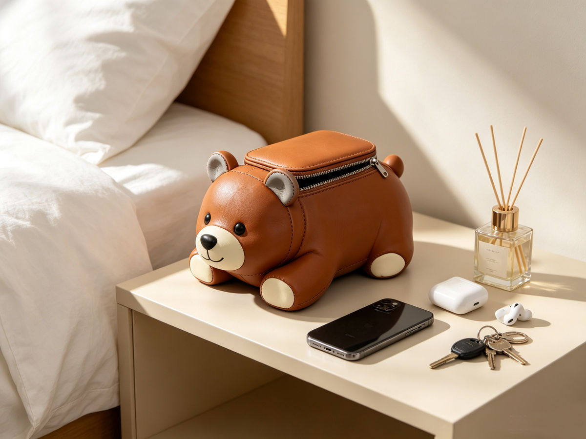 Custom Bear‑Shaped PU Leather Storage Pouch