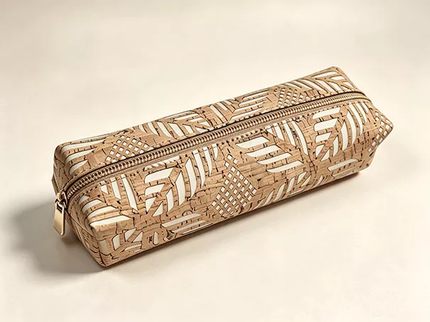 Custom printed cork fabric zipper pencil case, eco‑sustainable promotional stationery storage bag MEBENNA