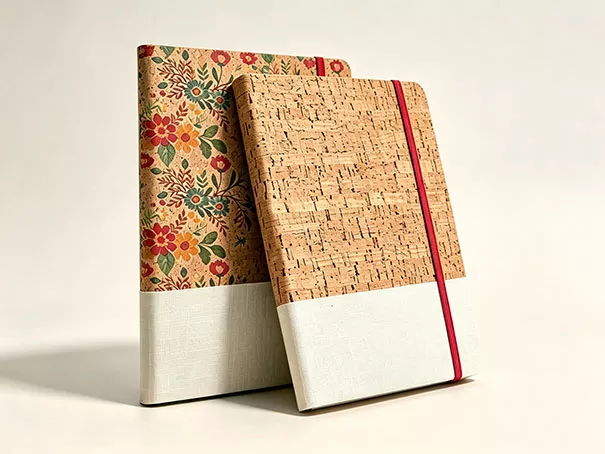 Eco‑friendly cork fabric custom hardcover notebooks, sustainable corporate custom stationery MEBENNA